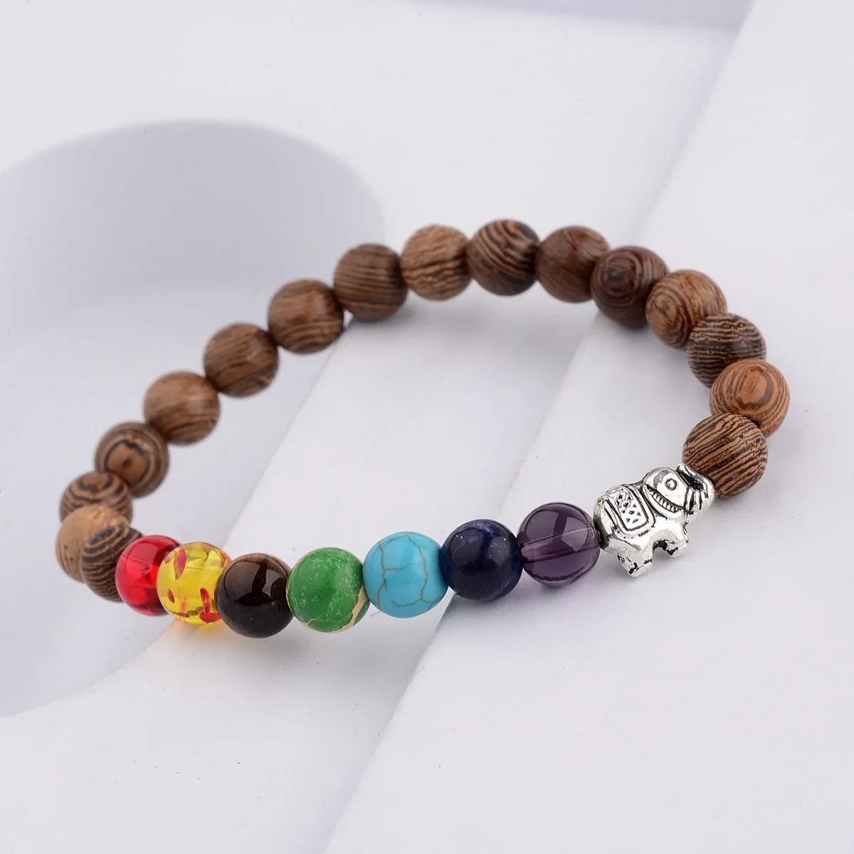 8mm Unisex 7 Chakra Bracelets Lava Stone Healing Beaded Bangle Diffuser Bracelets Balance Yoga Jewelry Gifts for Men Women