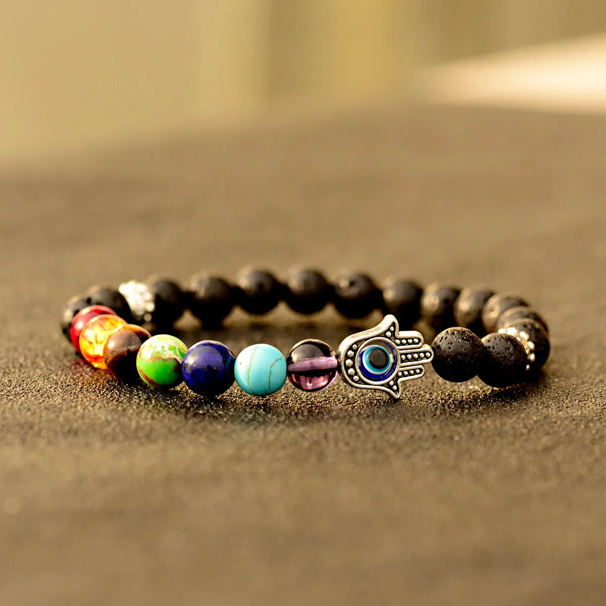 8mm Unisex 7 Chakra Bracelets Lava Stone Healing Beaded Bangle Diffuser Bracelets Balance Yoga Jewelry Gifts for Men Women