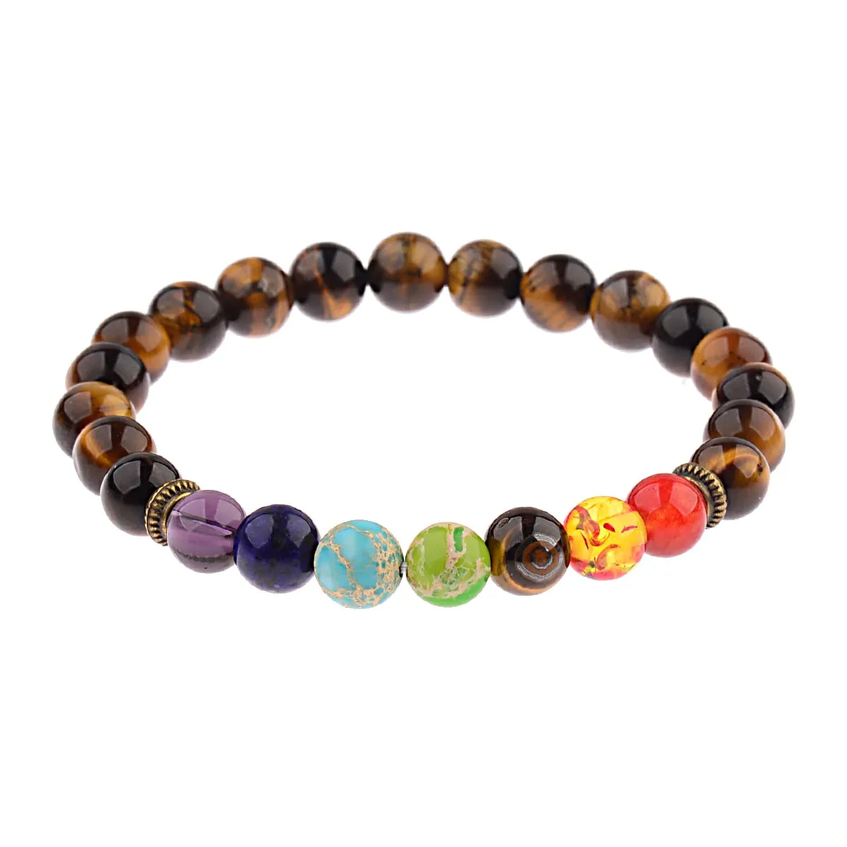 8mm Unisex 7 Chakra Bracelets Lava Stone Healing Beaded Bangle Diffuser Bracelets Balance Yoga Jewelry Gifts for Men Women