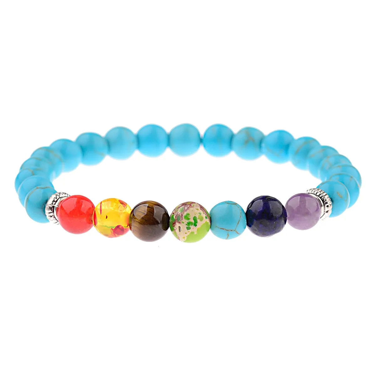 8mm Unisex 7 Chakra Bracelets Lava Stone Healing Beaded Bangle Diffuser Bracelets Balance Yoga Jewelry Gifts for Men Women
