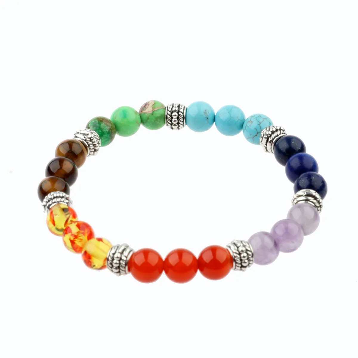 8mm Unisex 7 Chakra Bracelets Lava Stone Healing Beaded Bangle Diffuser Bracelets Balance Yoga Jewelry Gifts for Men Women