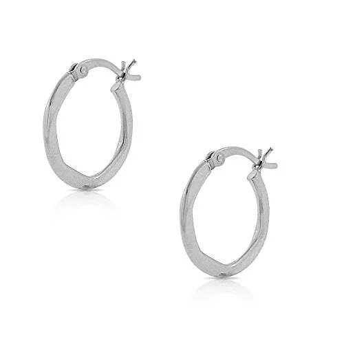 925 Sterling Silver Round Hoop Earrings, 0.55"