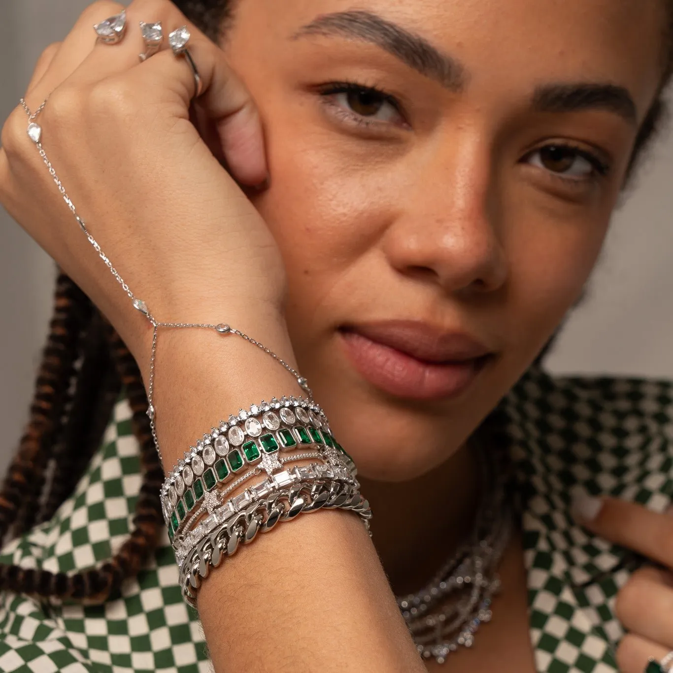 Bezel-Set Colored Emerald Tennis Bracelet