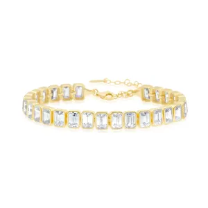 Bezel-Set Emerald Tennis Statement Bracelet