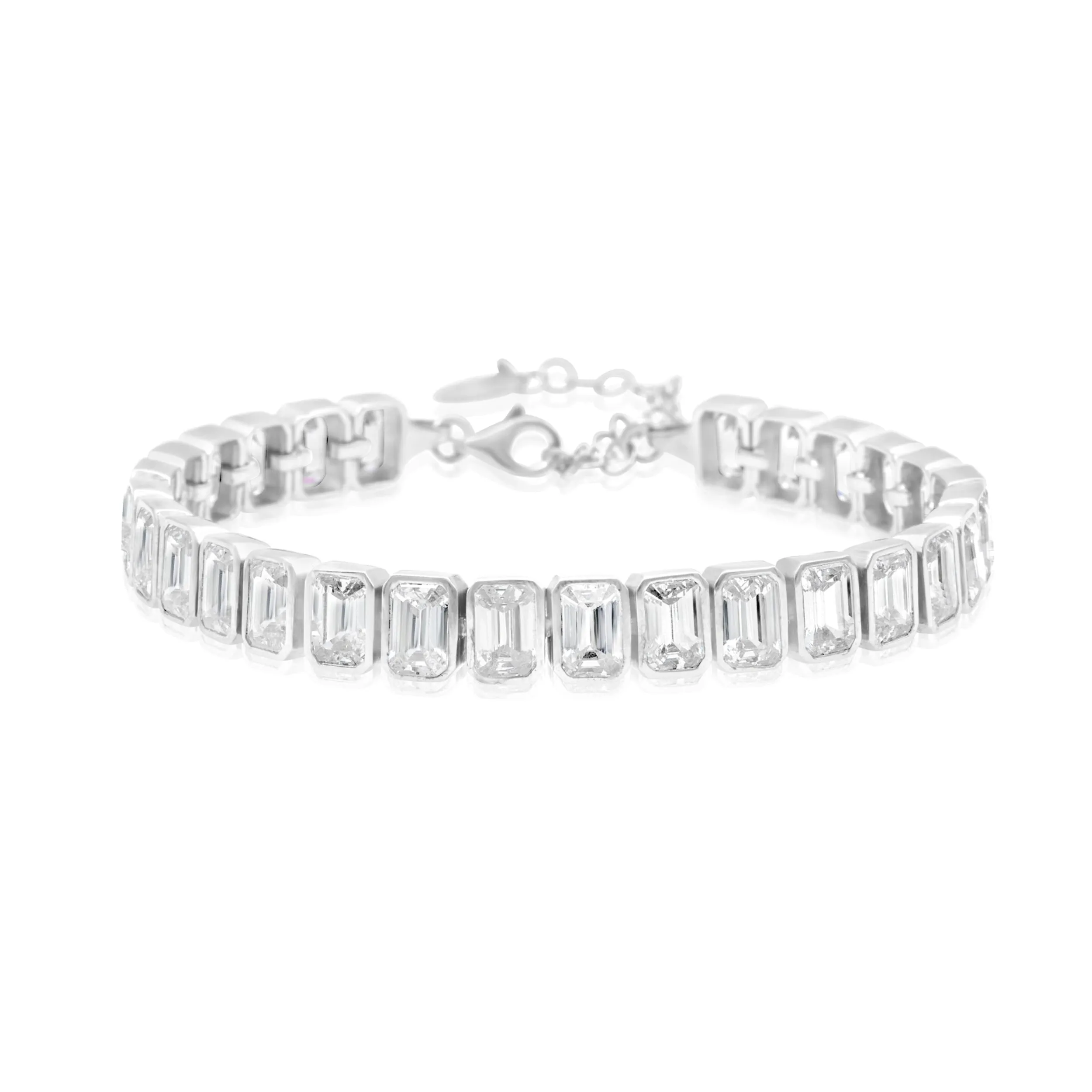 Bezel-Set Emerald Tennis Statement Bracelet