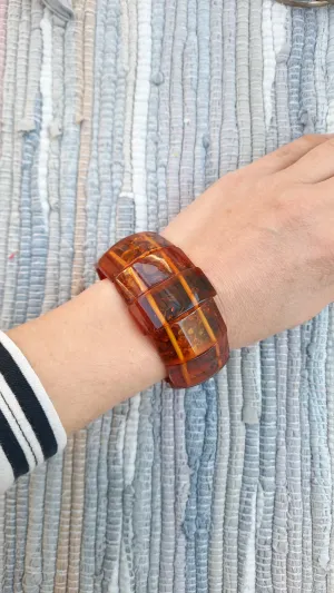 Chunky Faux Amber Elastic Bracelet