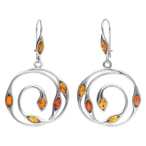 MILENA Earrings Silver and Multicolour Baltic Amber Snake