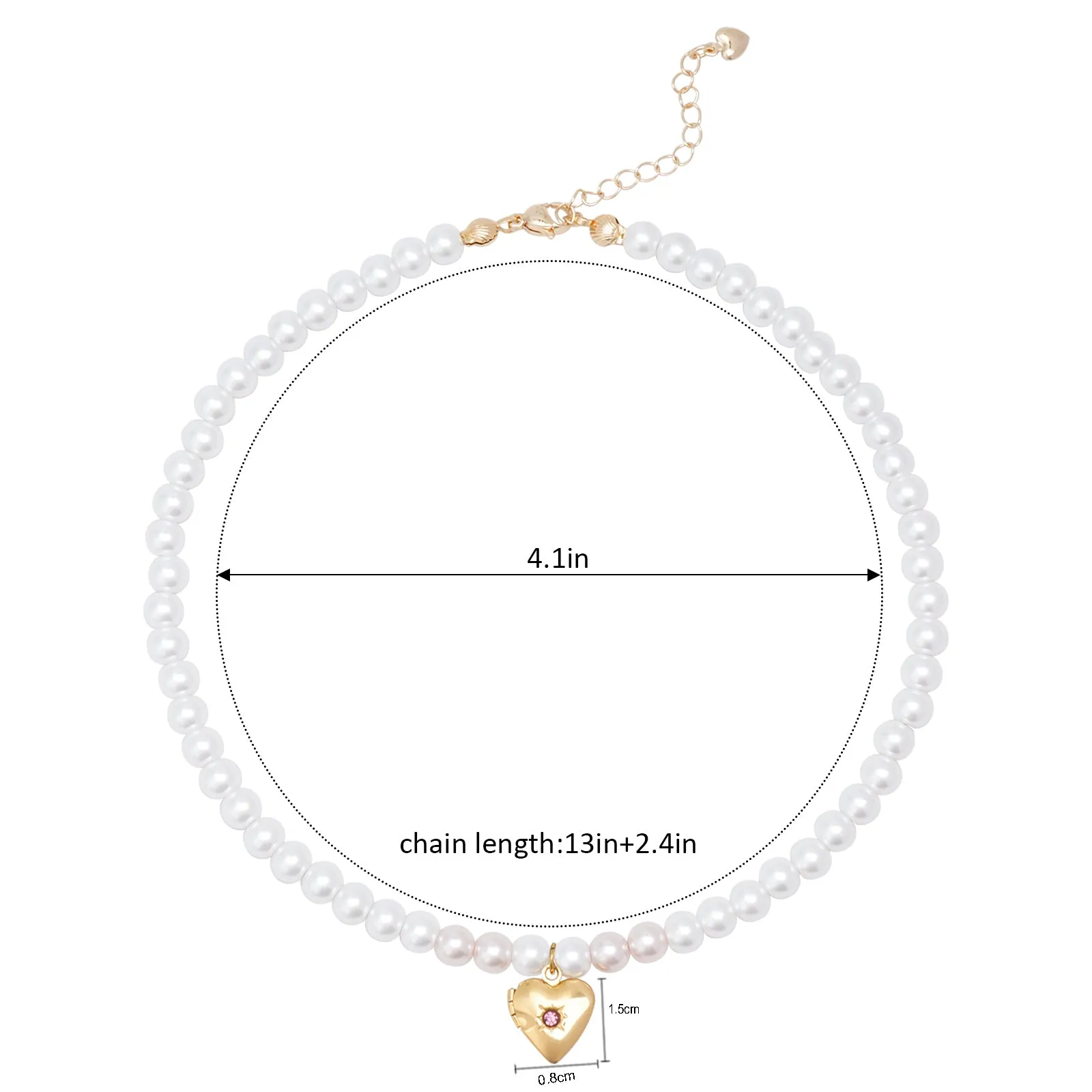 Personalized Birthstone Girl‘s Heart Locket Pearl Necklace