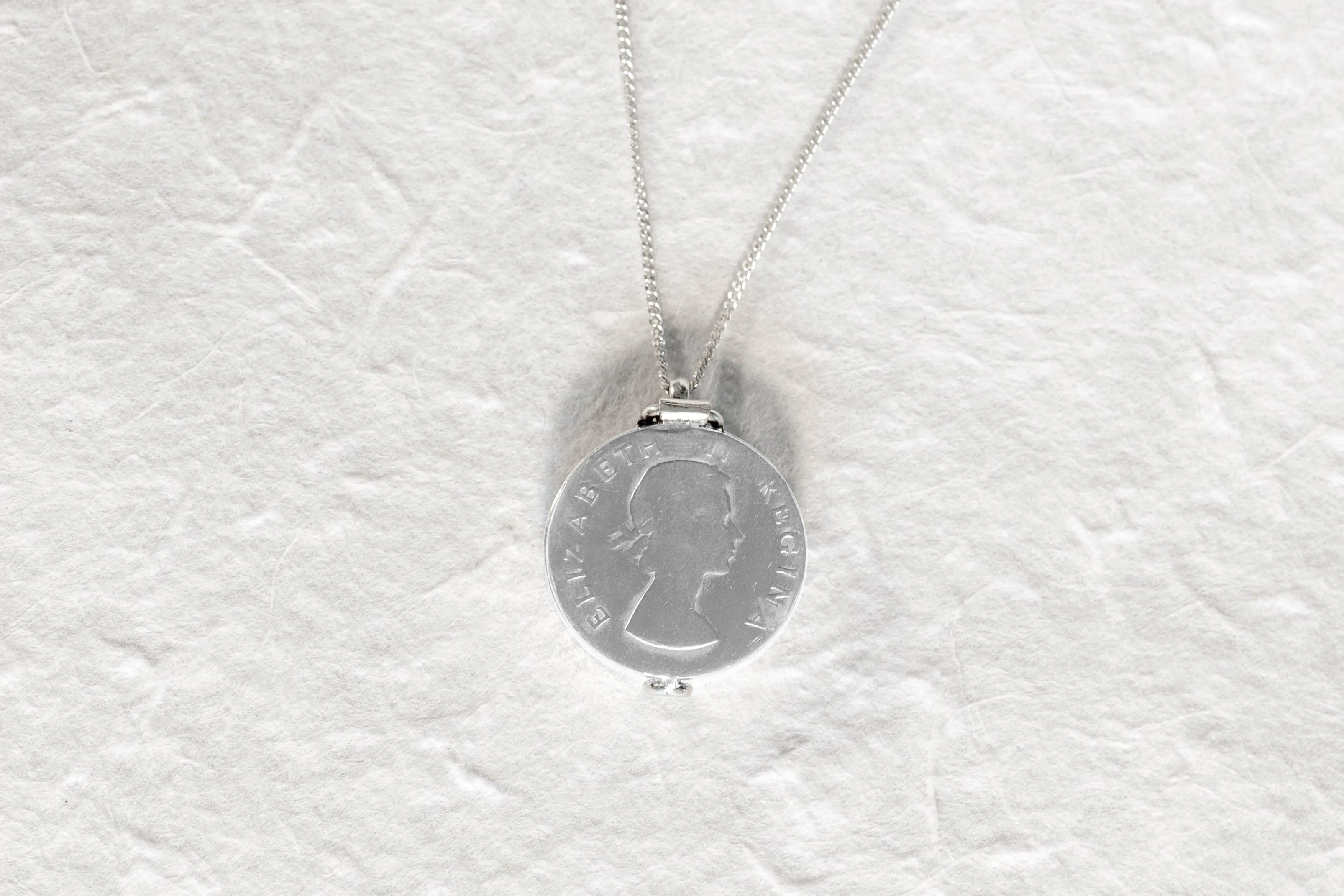 Silver Coin Locket Necklace