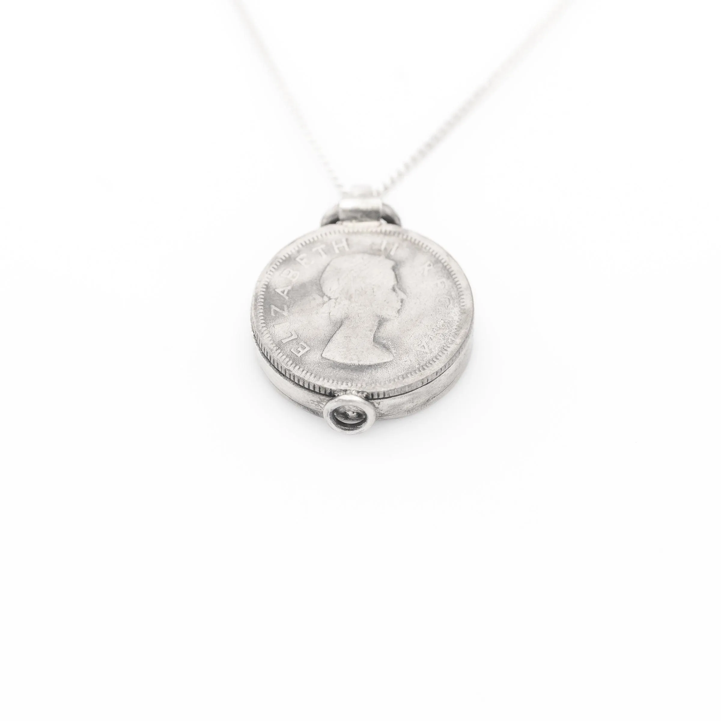 Silver Coin Locket Necklace