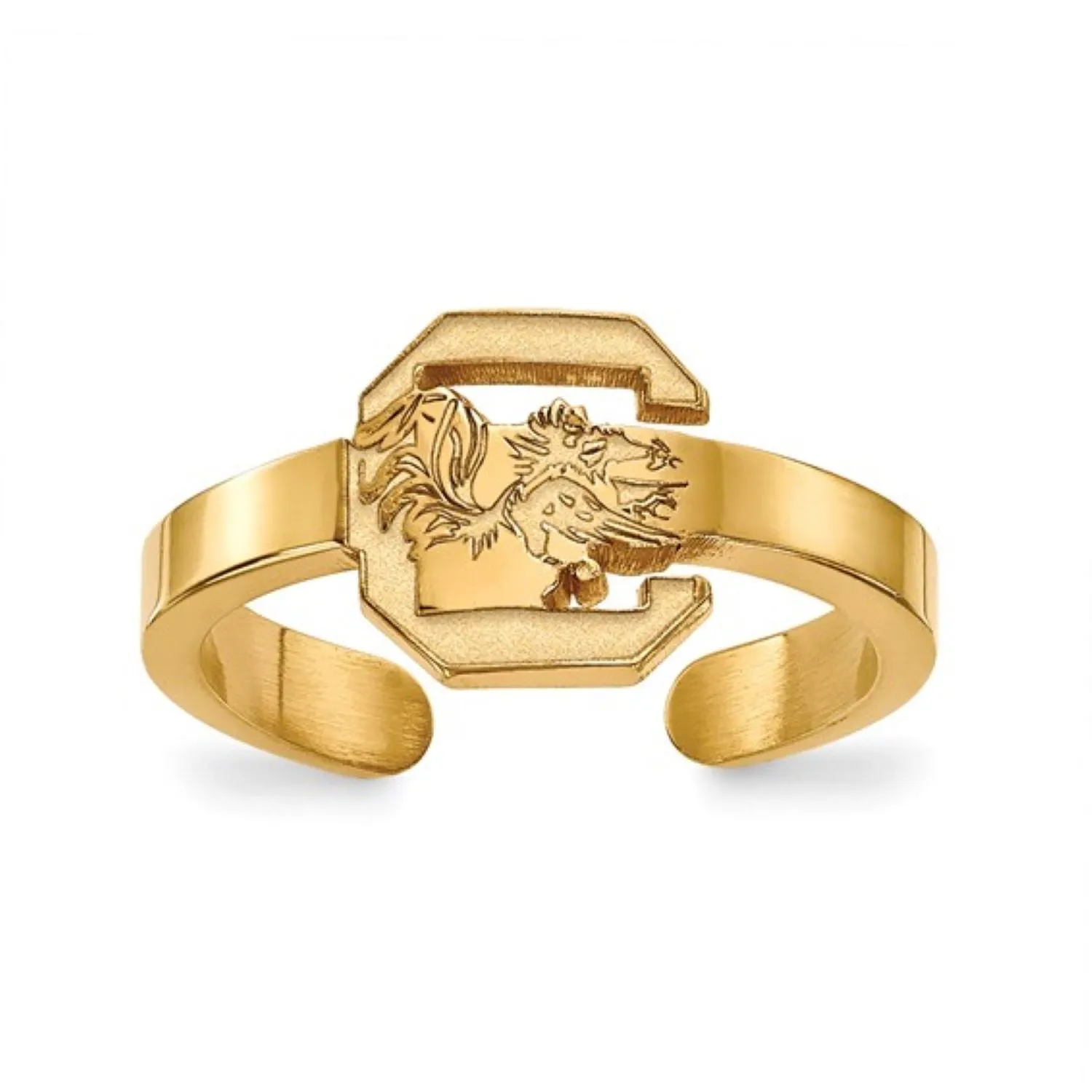 SOUTH CAROLINA GOLD PLATED STERLING SILVER BLOCK C TOE RING