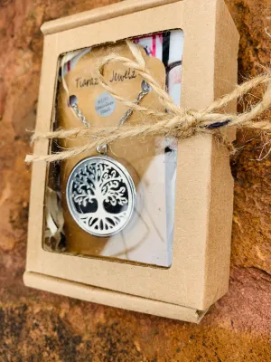 Stainless Steel Tree Of Life Essential oil Diffuser Necklace with 5ml Essential oil