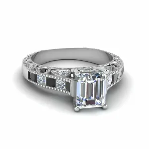Vintage Engagement Ring 3.60Ct White Emerald Cut Diamond Bridal Wedding Women