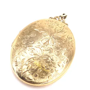 Women’s 9ct Yellow Gold Heavy Engraved Locket - 23g