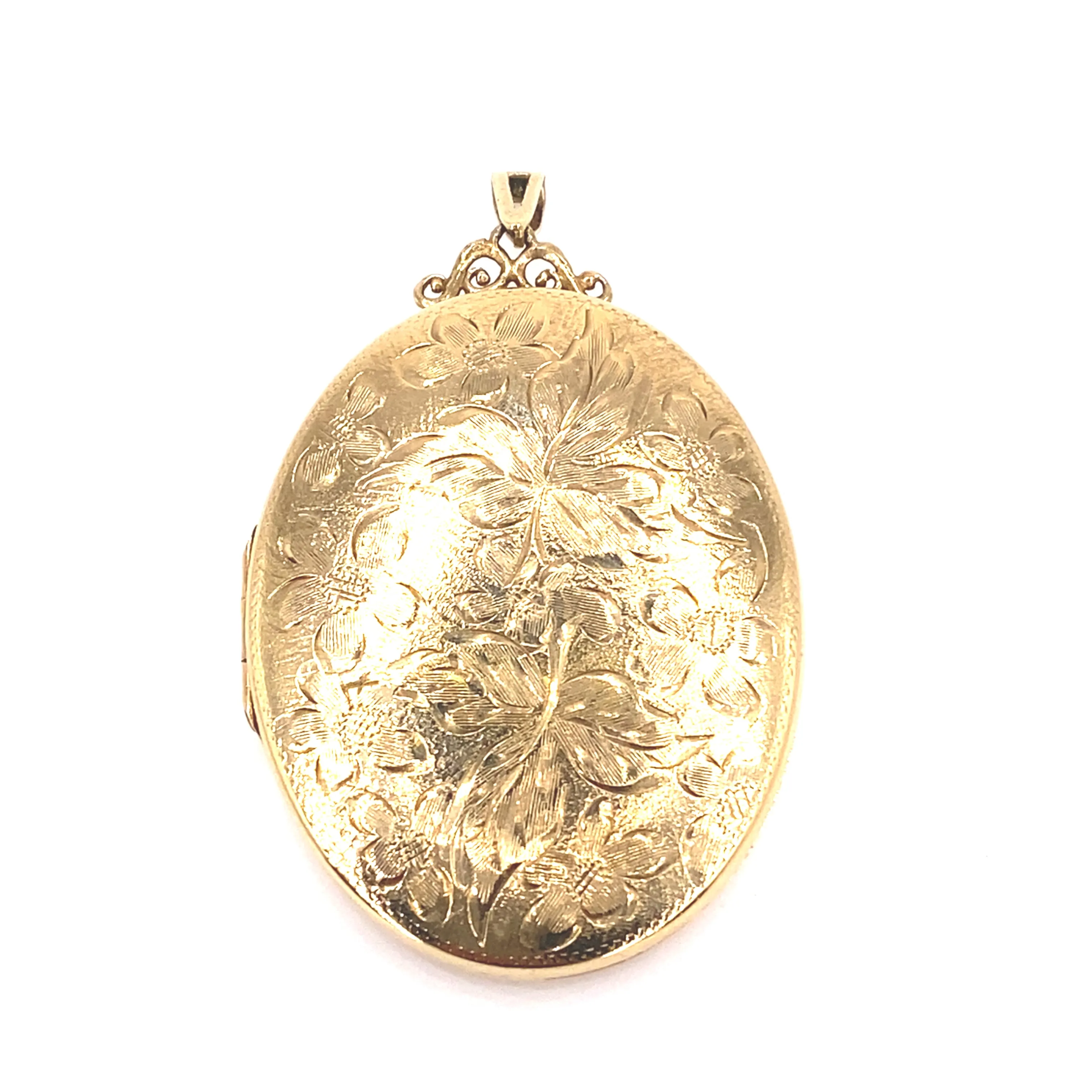 Women’s 9ct Yellow Gold Heavy Engraved Locket - 23g